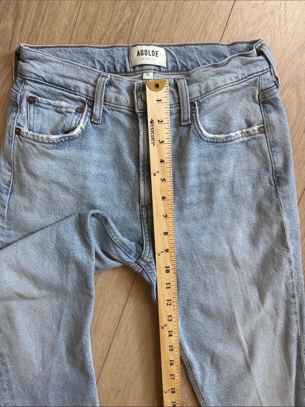 Agolde Lyle Low-Rise Slim Jeans Rift Light Wash Size 25 - Picture 15 of 16